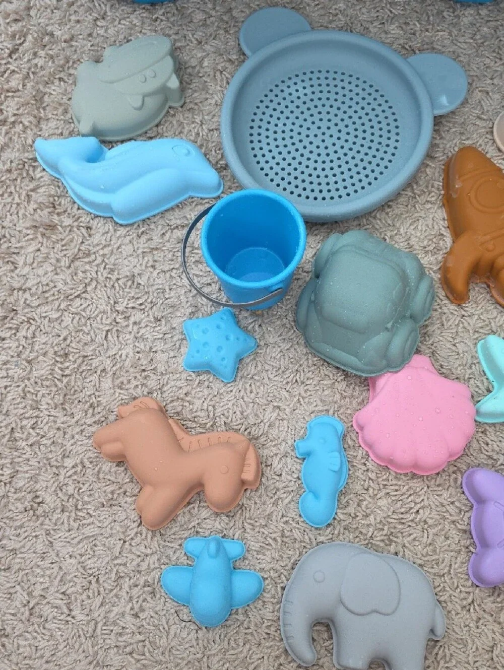 Blue Sand Toy Buckets & Beach Molds Set by